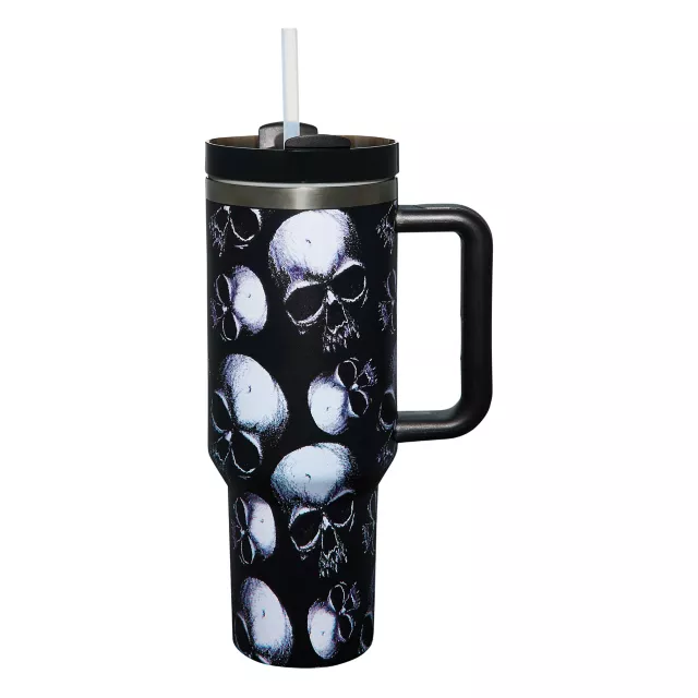 Skull Portable Travel Tumbler with Straw - 40 oz.
