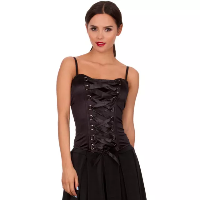 Front Lace-Up Corset - Black