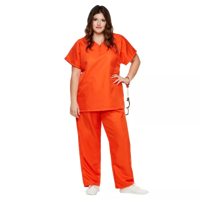 Adult Got Busted Orange Prisoner Plus Size Costume