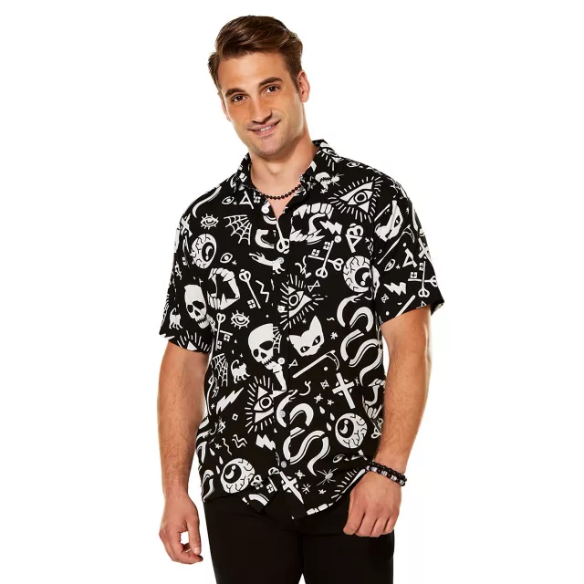 Adult Mystical Icons Button Up Shirt