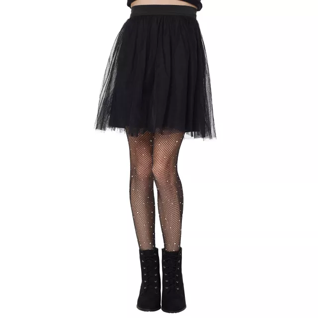 Kids Black Rhinestone Fishnet Tights