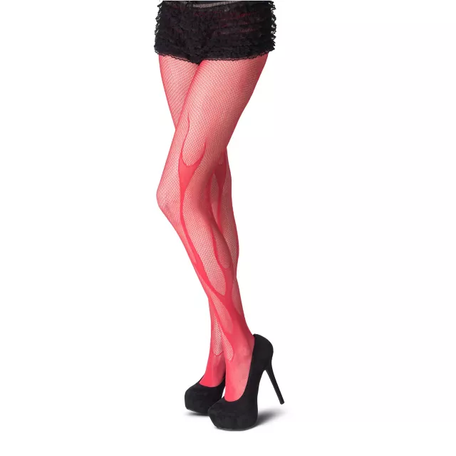Red Devil Flame Fishnet Stockings