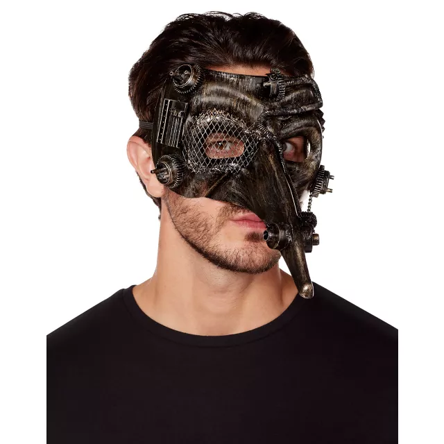 Silver Steampunk Plague Doctor Half Mask