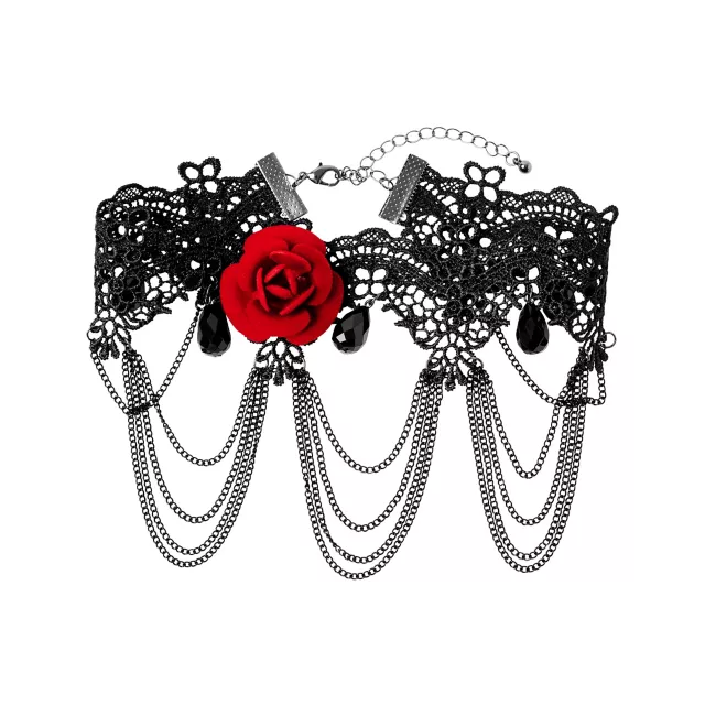 Day of the Dead Rose Lace Choker Necklace