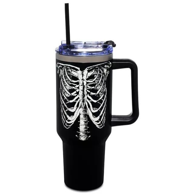 Glow in the Dark Rib Cage Travel Tumbler with Straw - 40 oz.
