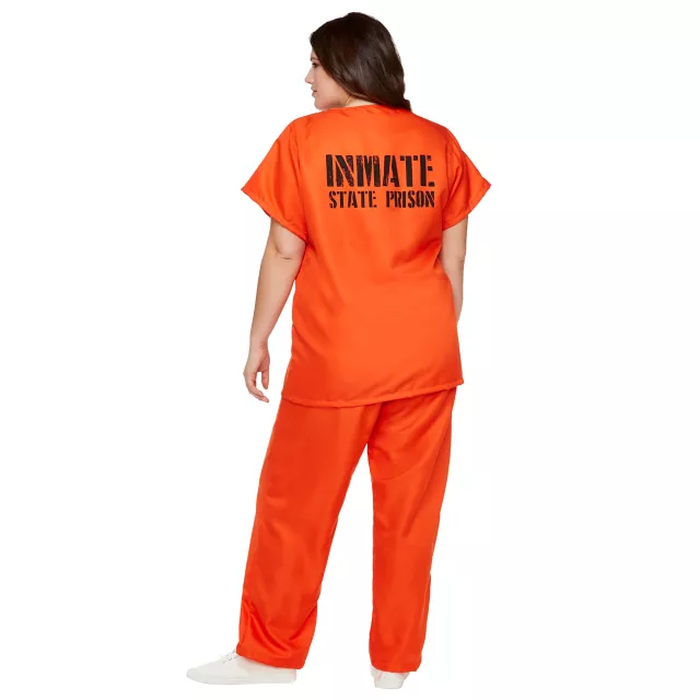 Adult Got Busted Orange Prisoner Plus Size Costume