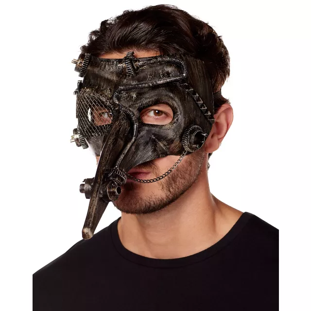 Silver Steampunk Plague Doctor Half Mask