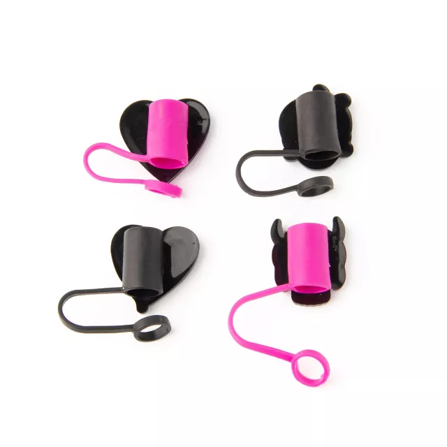 Multi-Pack Pink Skull and Heart Straw Toppers - 4 Pack