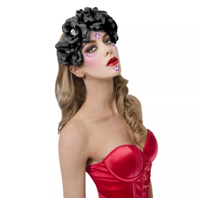 Black Rose Skull Headband