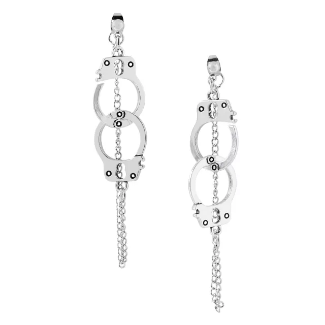 Handcuff Silver Earrings