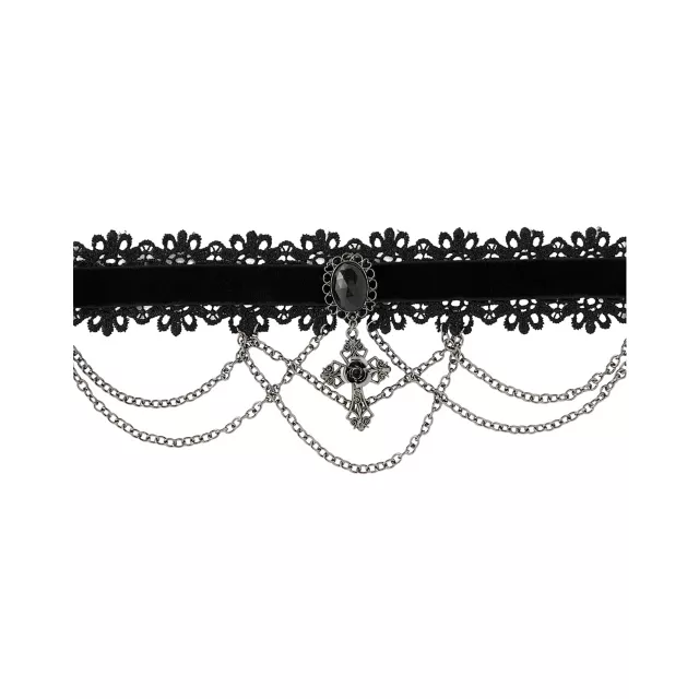 Vampire Cross Lace Choker Necklace