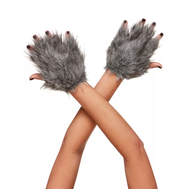 Faux Fur Wolf Gloves