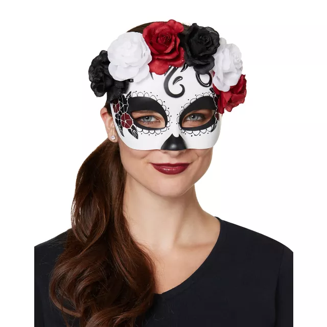 Day of the Dead Rose Half Mask