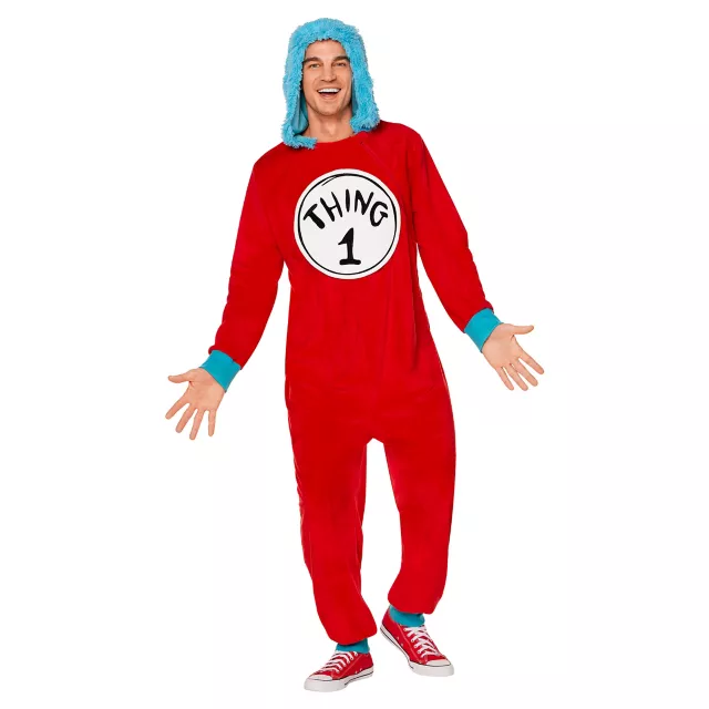 Adult Thing 1 and Thing 2 Jumpsuit Costume - Dr. Seuss