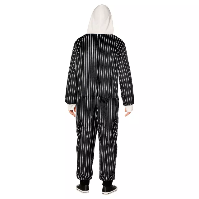 Adult Jack Skellington Hooded Plush Jumpsuit Costume -  The Nightmare Before Christmas