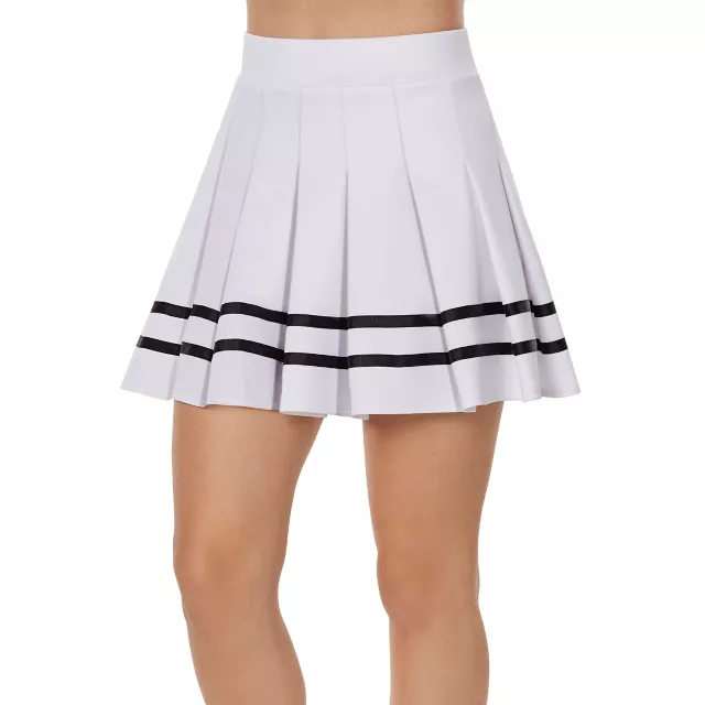 White Striped Pleated Cheerleader Skirt