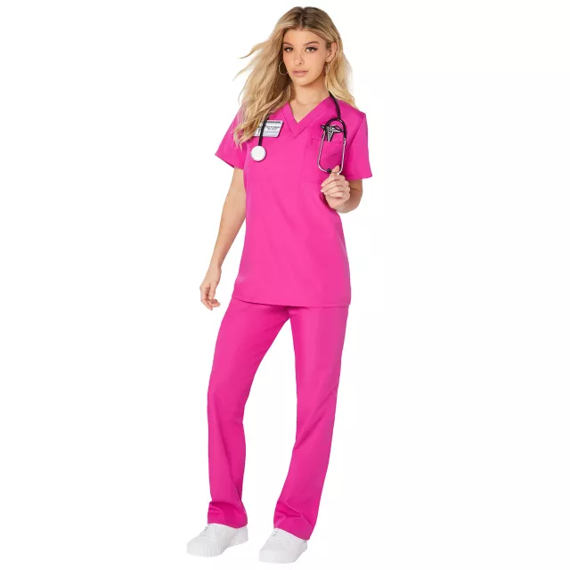Adult Magenta Medical Scrubs Costume