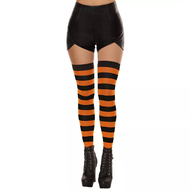 Black and Orange Stripe Thigh High