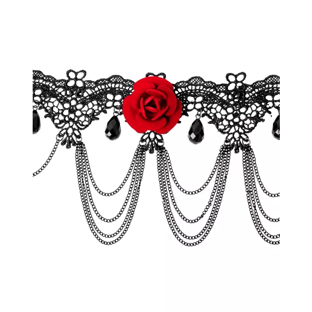 Day of the Dead Rose Lace Choker Necklace
