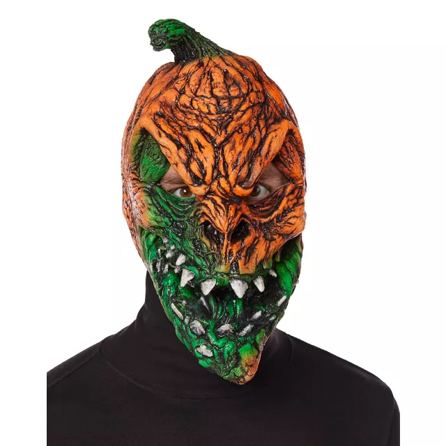 UV Light Reactive Pumpkin Half Mask