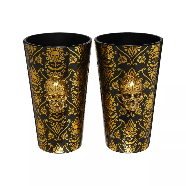 Gothic Noir Skull Glass Set 2 Pack - 16 oz.