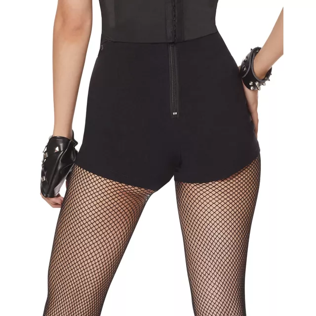 Black Lace Up Plus Size Shorts