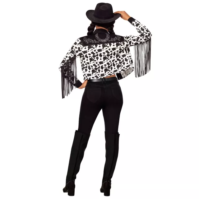 Adult Western Cow Print Fringe Jacket