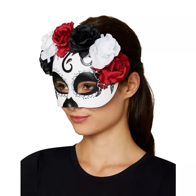 Day of the Dead Roses Half Mask