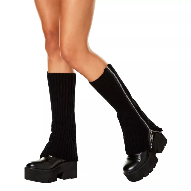 Black Zipper Leg Warmers
