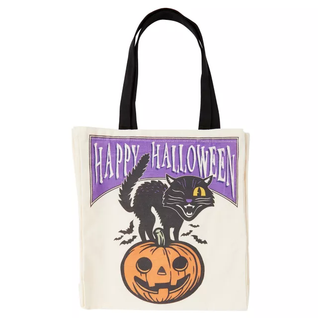 Vintage Black Cat Canvas Tote Bag