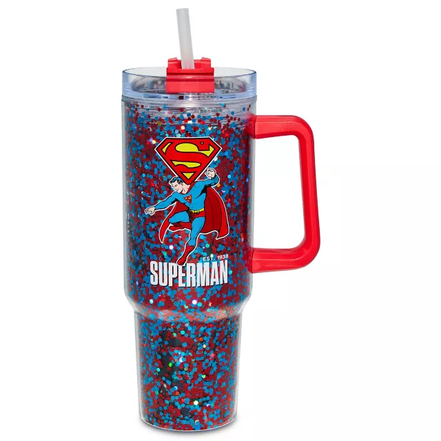 Superman Glitter Travel Tumbler with Straw 40 oz. - DC Comics