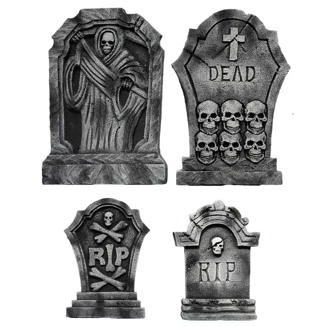 Multi-Pack Skull Tombstones - 4 Pack