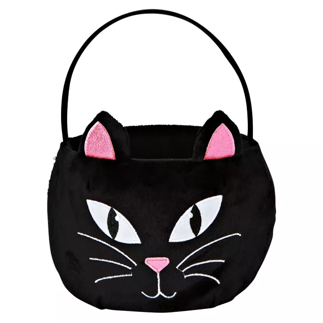 Plush Black Cat Treat Bucket