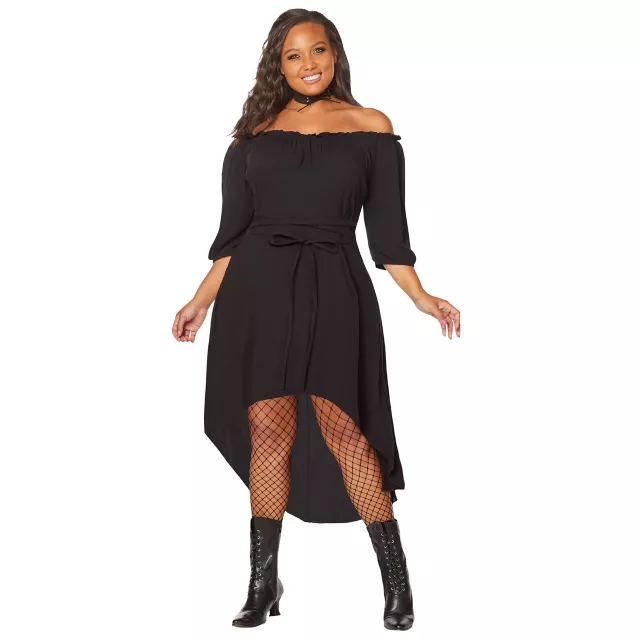 Adult Black Peasant Plus Size Dress