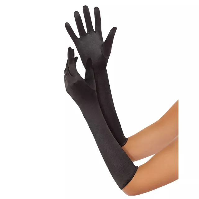 '20s Black Satin Gloves