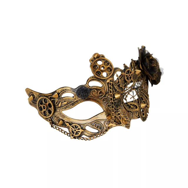 Gold Rose Steampunk Eye Half Mask