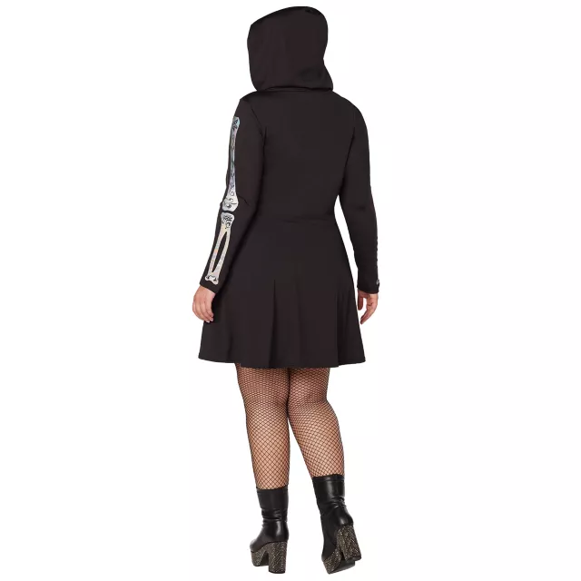 Adult Skeleton Hooded Plus Size Dress