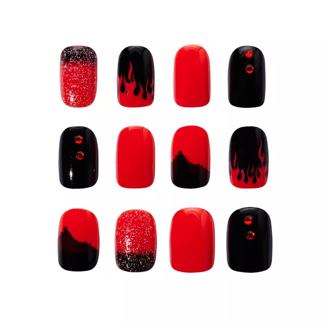 Black and Red Press On Nails