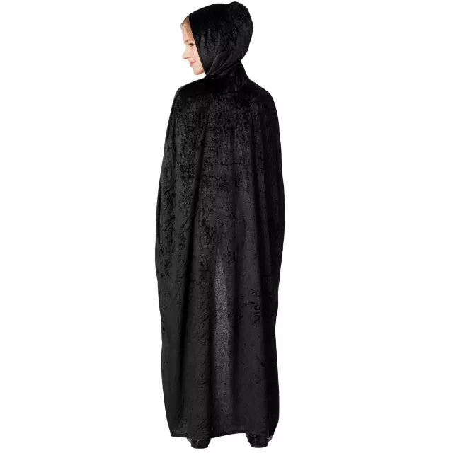 Kids Black Velvet Hooded Cape