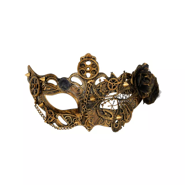 Gold Rose Steampunk Eye Half Mask