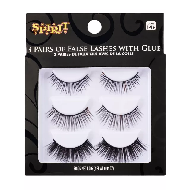 Black Eyelashes and Adhesive - 5 Pack