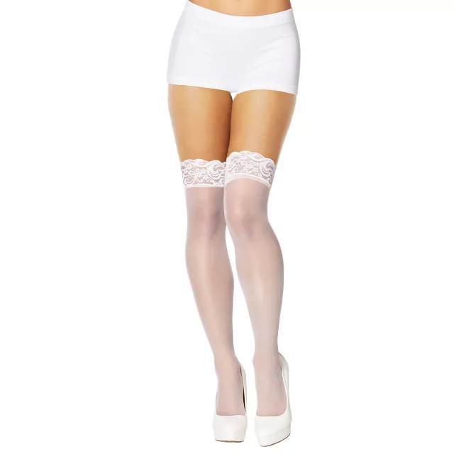 White Lace Thigh High Stockings