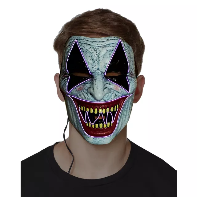 Laughing EL Wire Riot Clown Half Mask