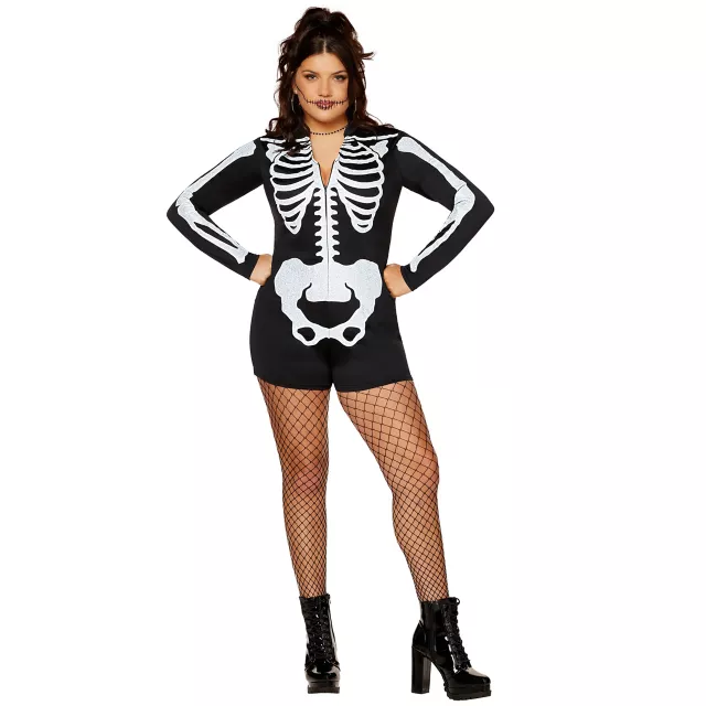 Plus Size Skeleton Romper