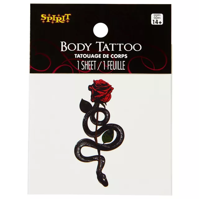 Snake Rose Body Tattoo