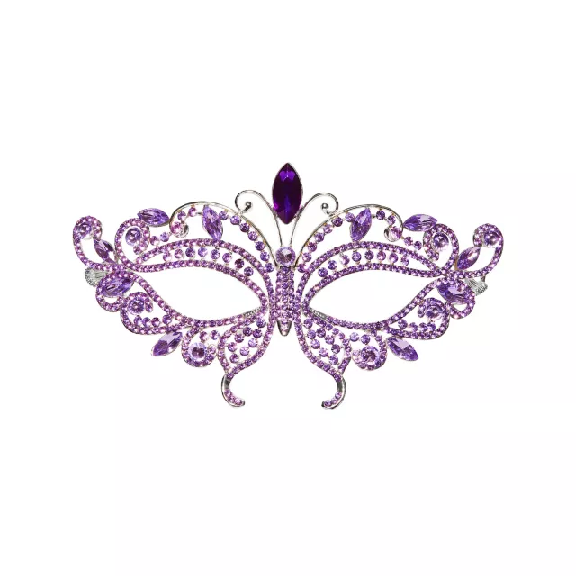 Purple Butterfly Crystal Eye Half Mask