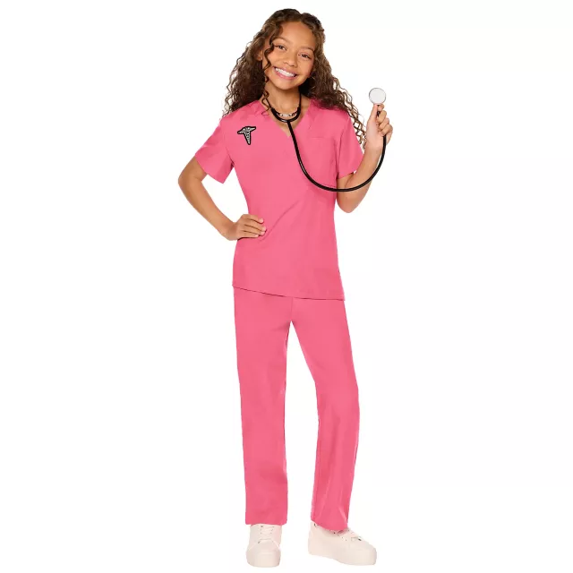 Kids Pink Medical Scrubs Costume