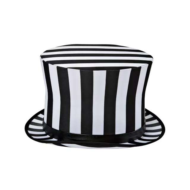 Black and White Striped Top Hat