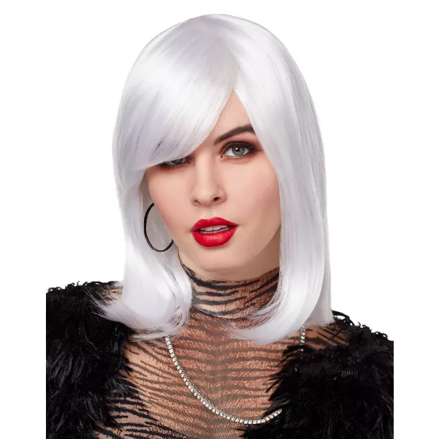 Side Bang White Pageboy Wig
