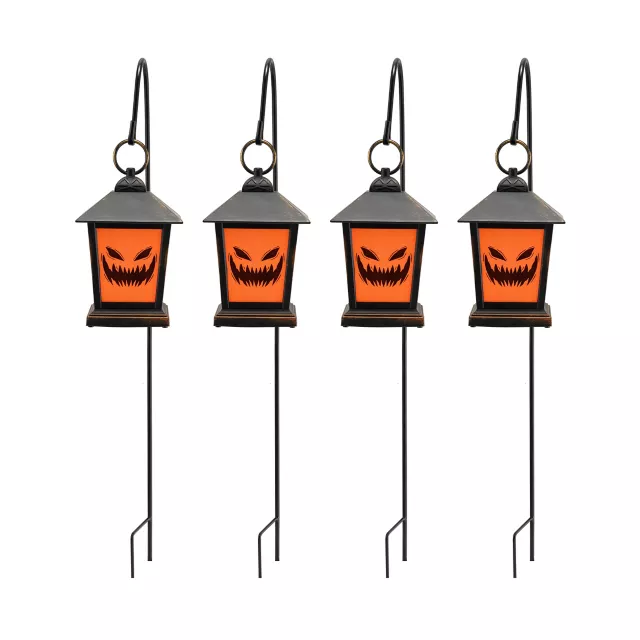 Light-Up LED Jack-O-Lantern Pathway Markers